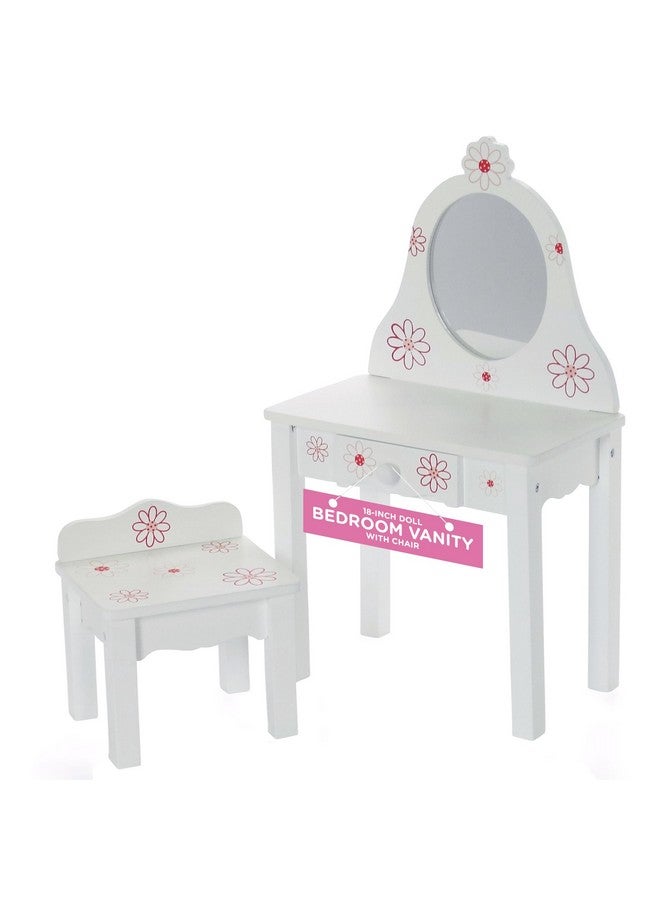 18Inch Doll Furniture Bedroom Vanity With Chairfloral Collection Compatible With American Girl Dolls