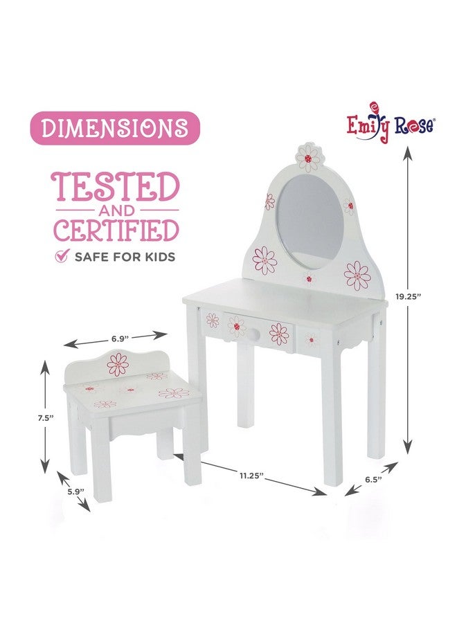 18Inch Doll Furniture Bedroom Vanity With Chairfloral Collection Compatible With American Girl Dolls