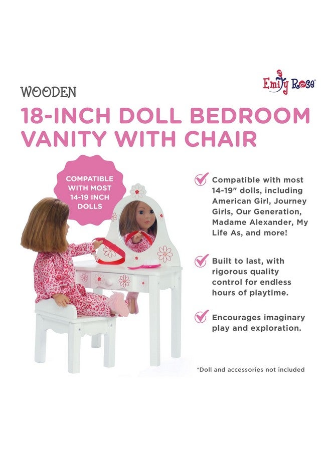 18Inch Doll Furniture Bedroom Vanity With Chairfloral Collection Compatible With American Girl Dolls