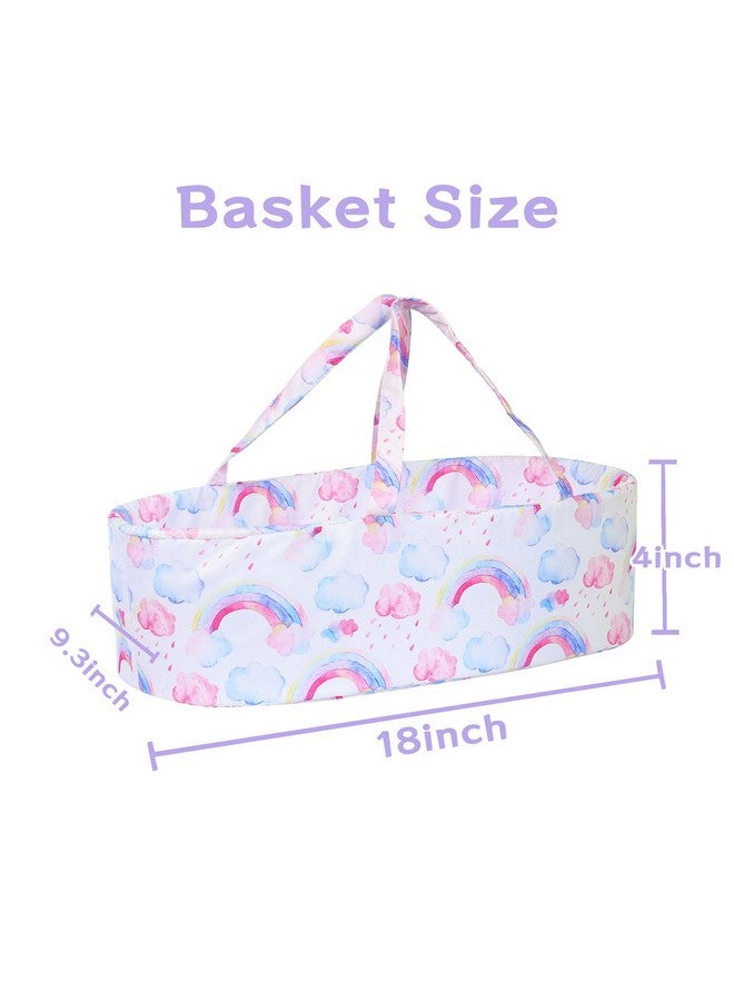 8 Pcs Reborn Baby Doll Clothes With Bassinet For 1722 Inch Baby Doll Rainbow Baby Doll Clothes Outfit Accessories Fit Newborn Baby Doll（No Doll）