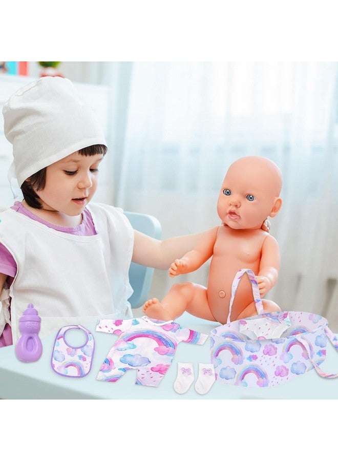 8 Pcs Reborn Baby Doll Clothes With Bassinet For 1722 Inch Baby Doll Rainbow Baby Doll Clothes Outfit Accessories Fit Newborn Baby Doll（No Doll）
