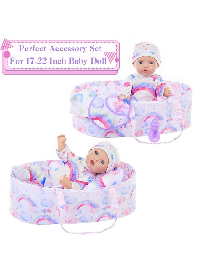 8 Pcs Reborn Baby Doll Clothes With Bassinet For 1722 Inch Baby Doll Rainbow Baby Doll Clothes Outfit Accessories Fit Newborn Baby Doll（No Doll）
