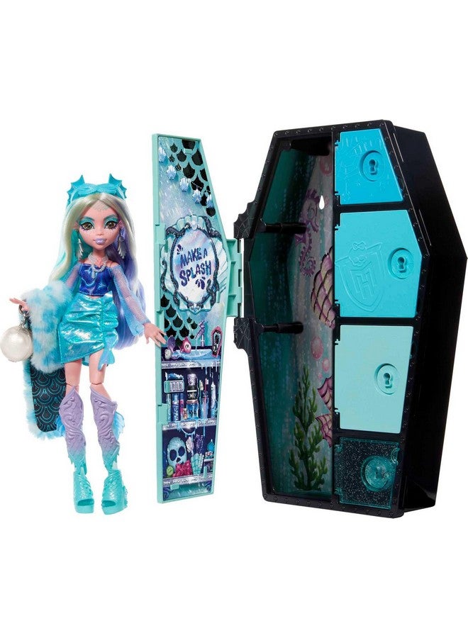 Doll And Fashion Set Lagoona Blue Skulltimate Secrets: Fearidescent Series Dressup Locker With 19+ Surprises