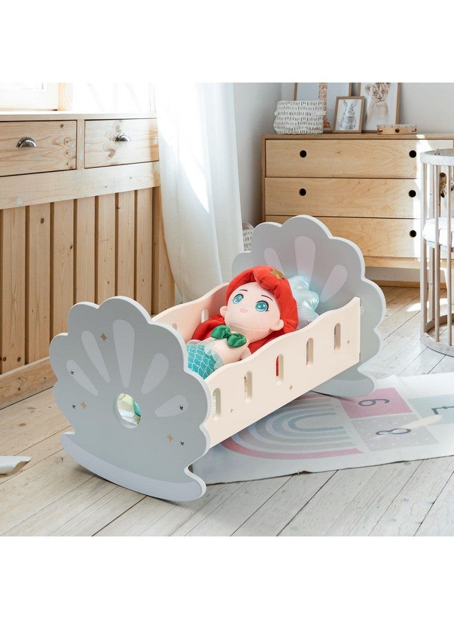 Wooden Baby Doll Crib Baby Doll Bed With Cozy Bedding Fits Up To 18 Inch Doll Accessories (Blue)