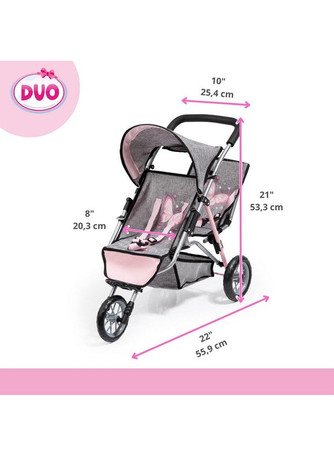 Dolls Twin 3 Wheel Jogger