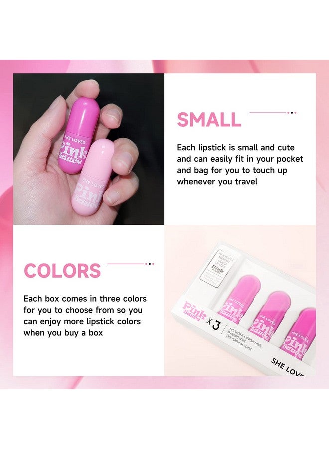 Lipstick Set Pink Mirror Waterproof High Pigment Nonsmudge Liquid Nude Lip Gloss Smooth Red Pink Longlasting Wear Nonstick Three Lightweight Lip Stain Set For Women Lady Girl Lip Makeup (A)