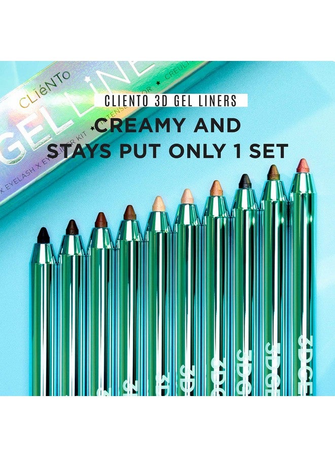 Cliento 3D Gel Eyelinereyeliner Kit Intense Color Waterproof Smudge Proof Multipurpose 10 Colors Longlasting Eye Shadow Cruelty Free (Roasted Coffee Rose Brown)