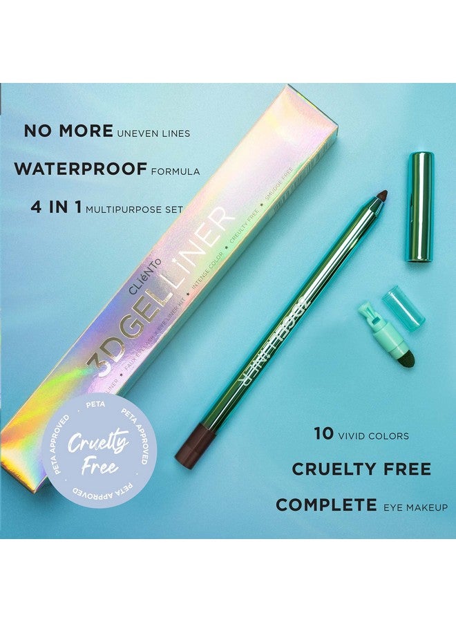 Cliento 3D Gel Eyelinereyeliner Kit Intense Color Waterproof Smudge Proof Multipurpose 10 Colors Longlasting Eye Shadow Cruelty Free (Roasted Coffee Rose Brown)