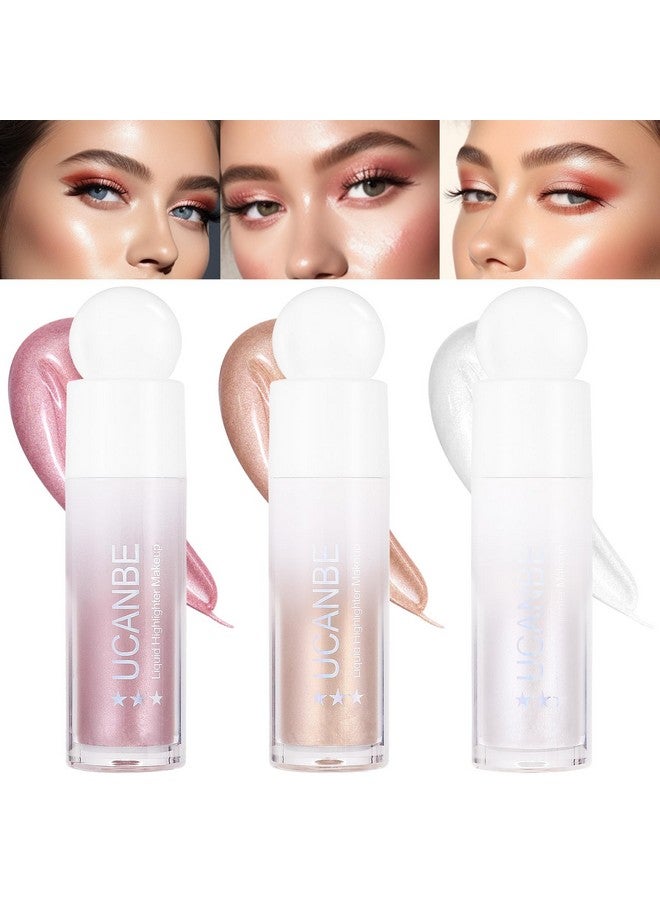 3Pack Liquid Face Highlighter Makeup Setmultifunctional Luminous Glow Natural Radiance Sparkly Glitter Body Shimmer Liquid Luminizer Stickssuitable For Face Eyes Lips And More