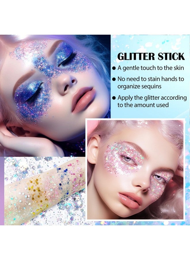 Gold Body Glitter Stick Mermaid Face Glitter Makeup Holographic Sequins Hair Glitters Eyeshadow Body Shimmer For Rave Accessoriesglitter Face Paint For Women Rave Festival