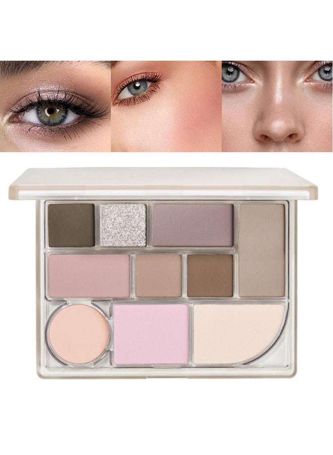 Allinone Disk Conceal Contour Eyeshadow Palette With Mirror10 Colors Highly Pigmented Matte Shimmer Primer Powder Makeupwarm Nude Bronze Neutral Shadows 03