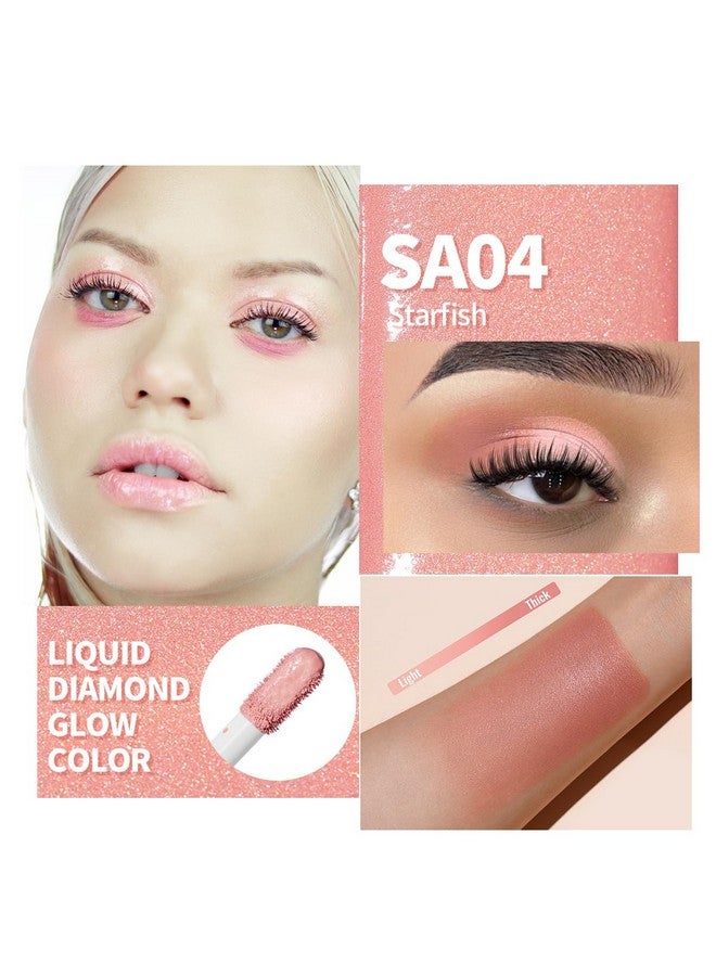 Matte Peach Eyeshadow Shimmer Finish Liquid Eyeshadow Eyeshadow Base&Liquid Rouge Duo Buildable Smooth Eye Makeup Wrinkle Resistant Vegan Crueltyfree Sa04