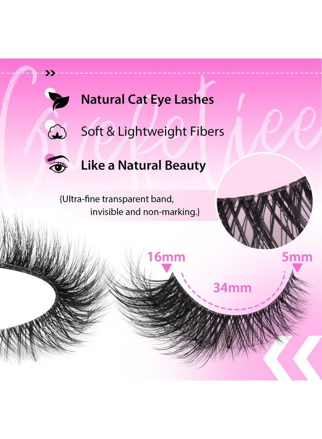 Fox Eye Lashes Wispy Eyelashes Natural Look Clear Band Lashes Fluffy Faux Mink Lashes Strip Natural False Lashes Pack By Gvefetiee 8 Pairs