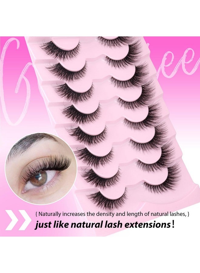 Fox Eye Lashes Wispy Eyelashes Natural Look Clear Band Lashes Fluffy Faux Mink Lashes Strip Natural False Lashes Pack By Gvefetiee 8 Pairs
