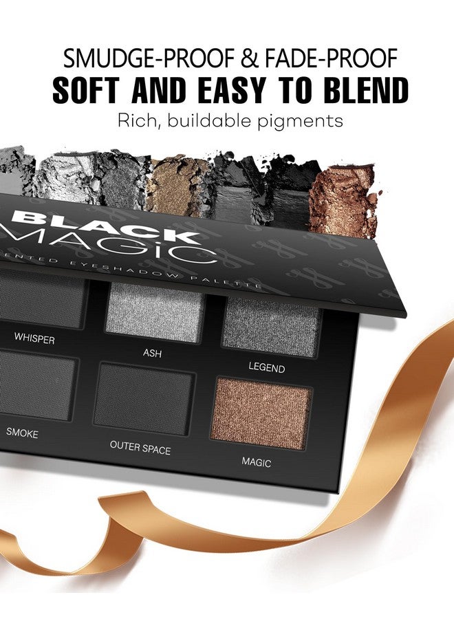 Black Smoky Eye Shadow Palette 8Color Dark Grey Smokey Eyeshadow For Goth Makeup Black Silver White Gray Shade For Halloween Pigmented & Long Lasting (Black)