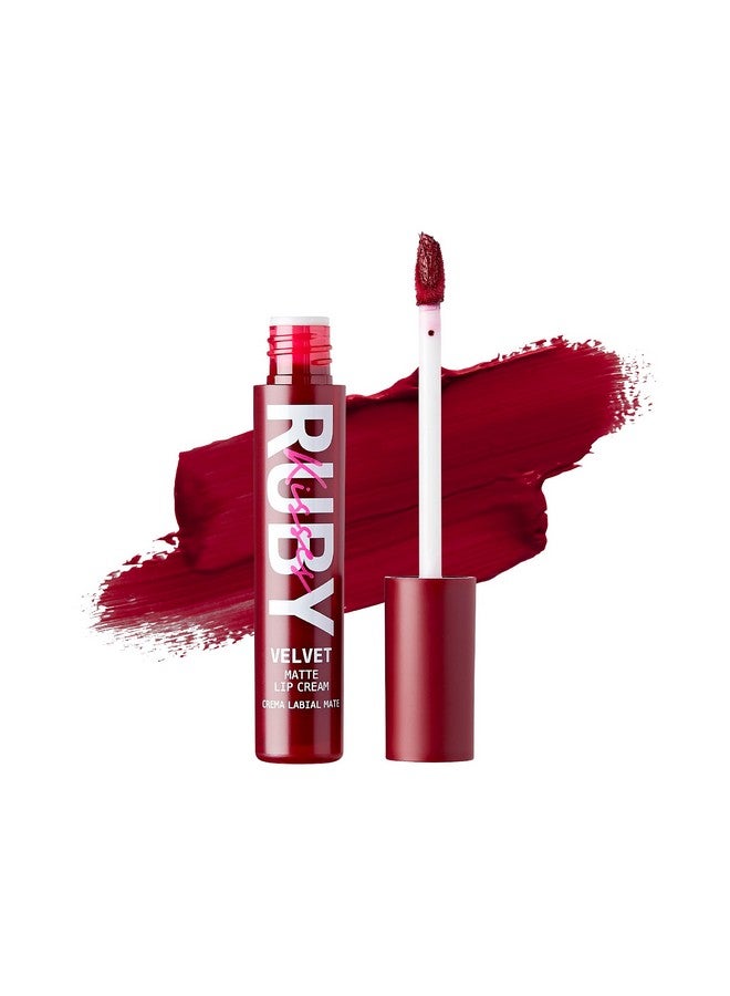 Velvet Lip Cream Matte Finish Lipstick Rich Color Long Lasting Lip Stain Lightweight Nourishing Hydration High Pigment Lip Tint (Scarlet Rouge)