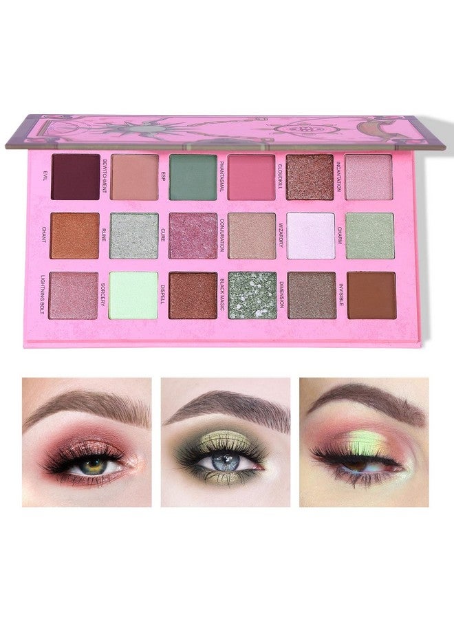 Magic Spell Eyeshadow Palette 18 Color Pigment Matte Shimmer Glitter Eye Shadow Makeupnude Browm Peachy Pink Sage Green Velvet Texture Easy To Blend Long Lasting Pallet