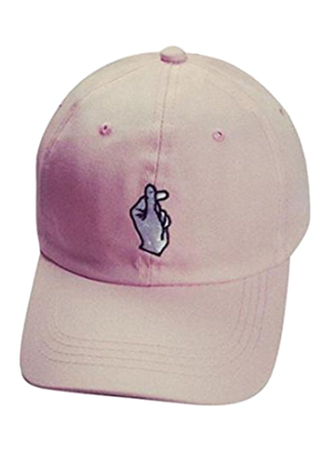 Embroidered Heart Gesture Baseball Cap Beige