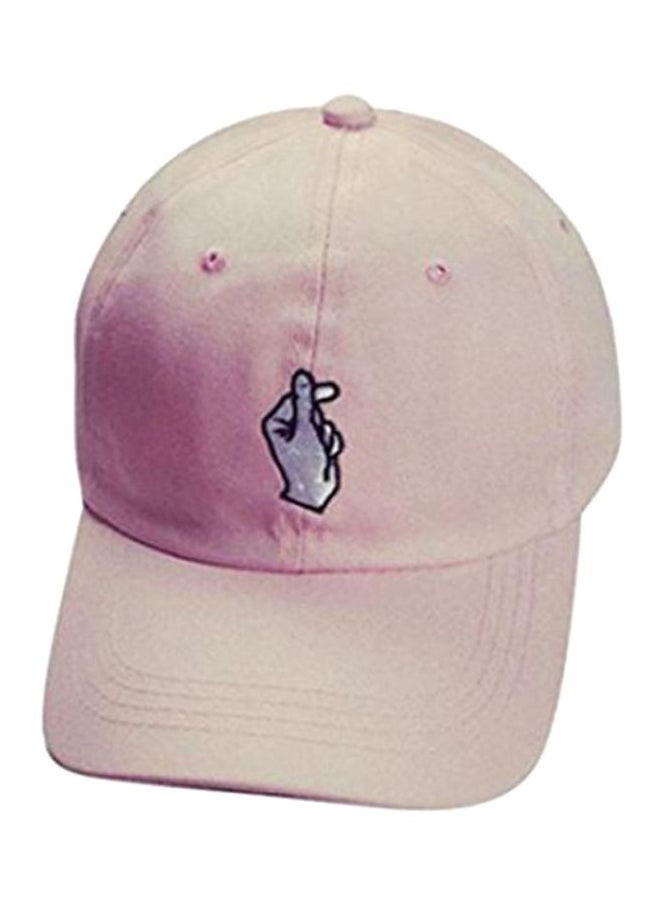 Embroidered Heart Gesture Baseball Cap Beige