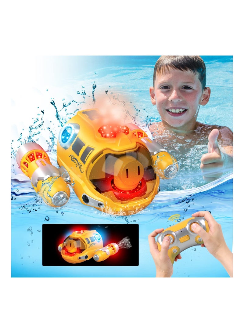SYOSI Remote Control Boat for Pools and Lakes Toys, RC Spray Gasboat, Light Up RC Boat Water Toy, Fast RC Boats for Adults and Kids, 2.4GHZ Remote Control, Swimming Pool Toy for Boys and Girls