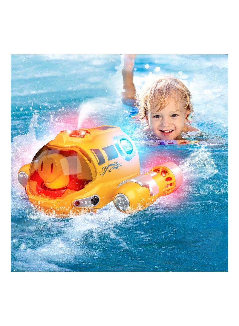 SYOSI Remote Control Boat for Pools and Lakes Toys, RC Spray Gasboat, Light Up RC Boat Water Toy, Fast RC Boats for Adults and Kids, 2.4GHZ Remote Control, Swimming Pool Toy for Boys and Girls