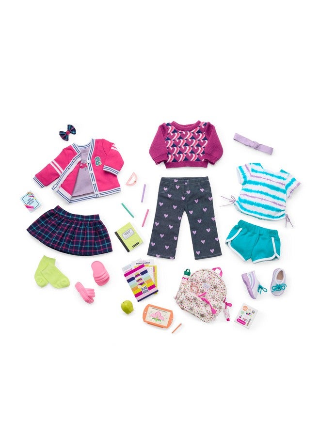 Truly Me 18Inch Doll Schoolday Style Outfit With Cardigan Tee And Pair Of Sneakers For Ages 6+