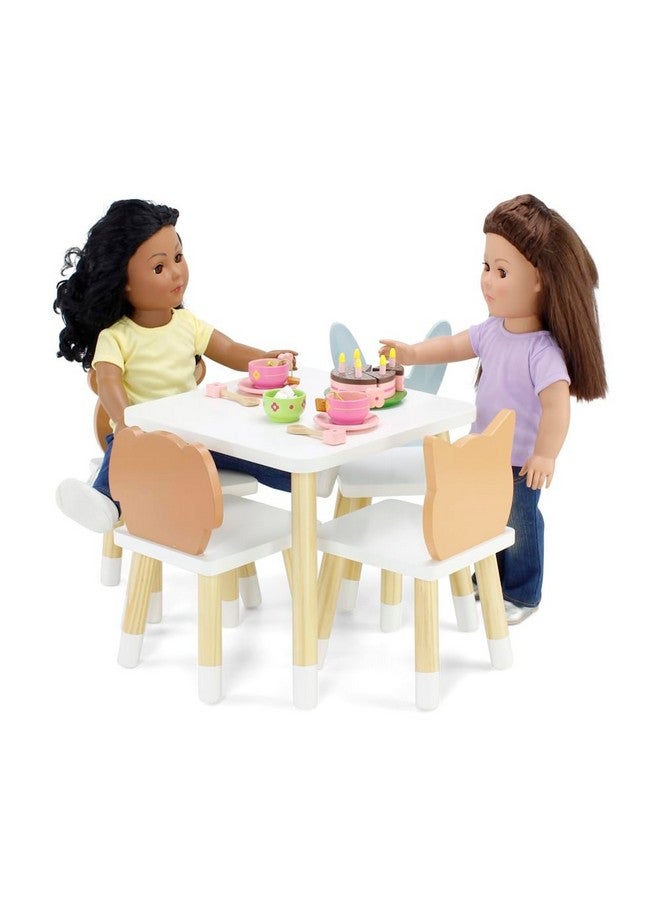 1418 Inch Doll New Wooden Kitchen Table And 4 Chair Dining Room Toy Gift Setanimals Theme 1418 Furniture Accessory