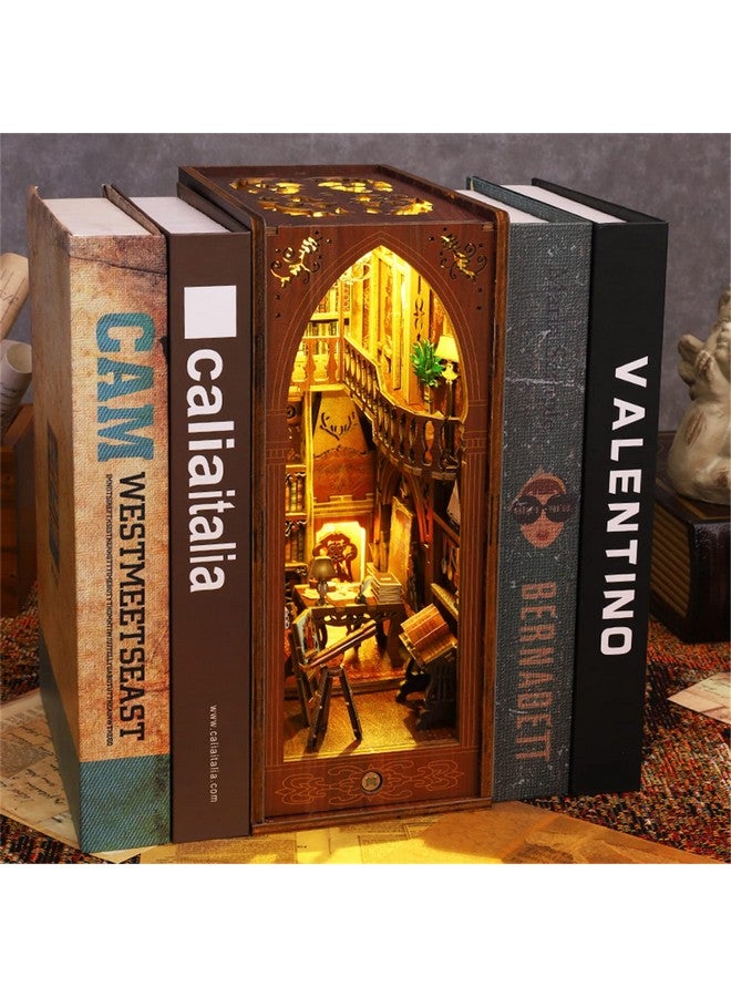 Dollhouse Diy Book Nook Miniature Kit Bookshelf Insert Decor 3D Wooden Puzzle Booknook Miniature Kit Creative Assembled Bookends For Romantic (Library Of Books)