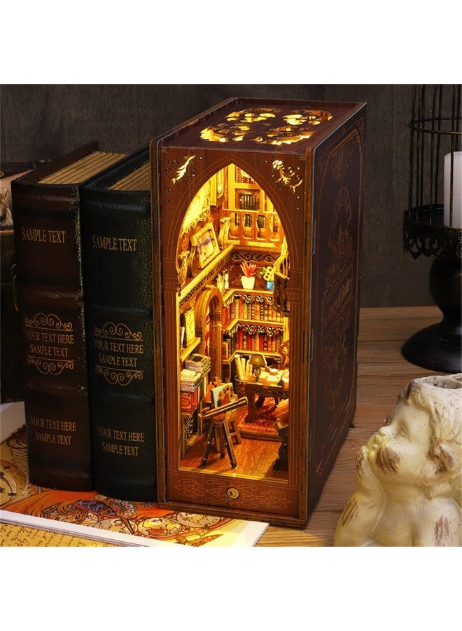 Dollhouse Diy Book Nook Miniature Kit Bookshelf Insert Decor 3D Wooden Puzzle Booknook Miniature Kit Creative Assembled Bookends For Romantic (Library Of Books)