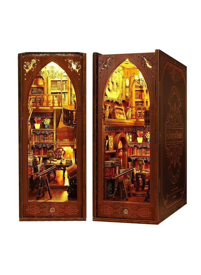 Dollhouse Diy Book Nook Miniature Kit Bookshelf Insert Decor 3D Wooden Puzzle Booknook Miniature Kit Creative Assembled Bookends For Romantic (Library Of Books)