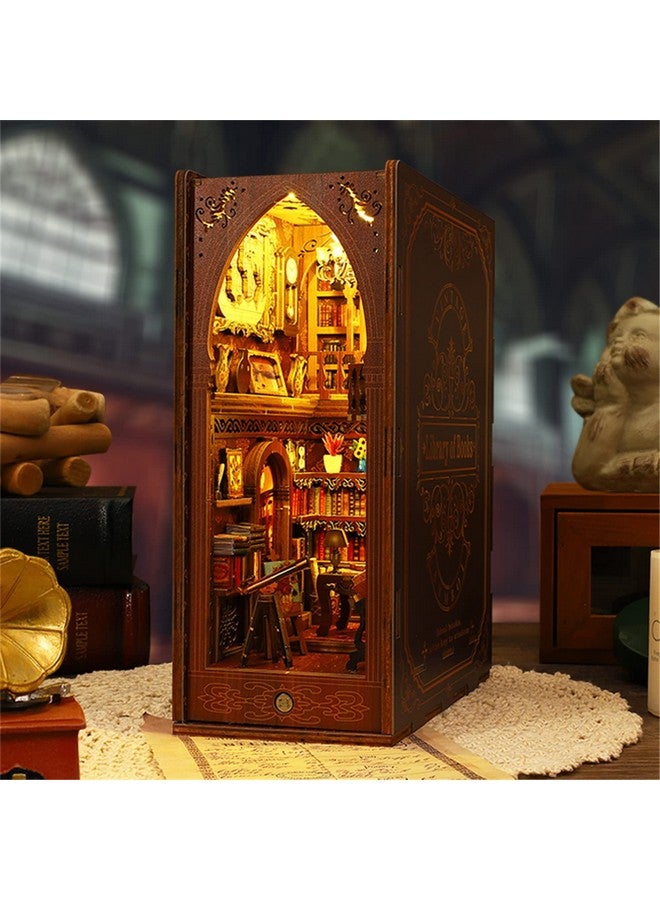 Dollhouse Diy Book Nook Miniature Kit Bookshelf Insert Decor 3D Wooden Puzzle Booknook Miniature Kit Creative Assembled Bookends For Romantic (Library Of Books)