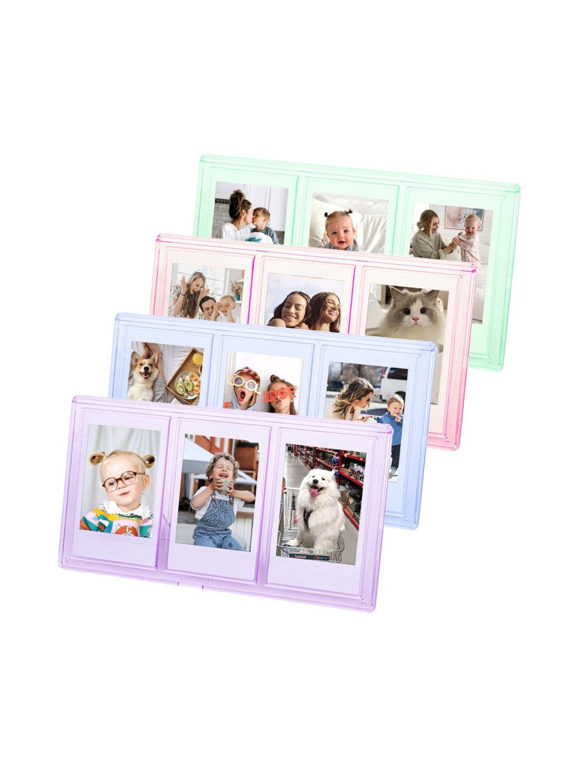 SYOSI 2x3 Mini Collage Picture Frame for Polaroid, 3 in 1 Colorful Frame for Instax Mini 3 inch Photos, Clear Mini Picture Frames for Desktop Tabletop Display Decoration