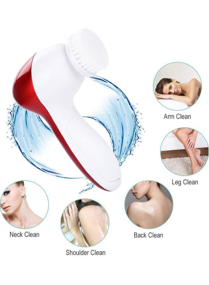 11 in 1 Facial Cleansing Brush, Electric Face Massage Cleanser Device, Foot Exfoliating Tool Grease Removal Tool with 3 Speeds Include 5 Different Heads for Body Skin Care