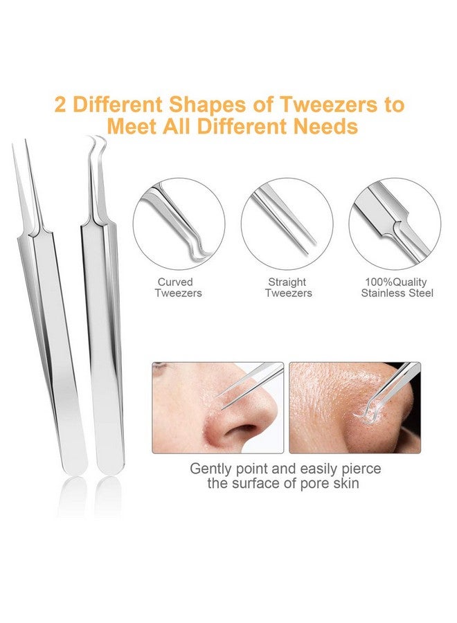 Pimple Popper Tool Kit Uubaar 9 Pcs Blackhead Remover Tools With Tweezers 16Heads Professional Acne Zit Pimple Popper Extraction Tools Whitehead Comedone Extractor Kit For Facial Nose