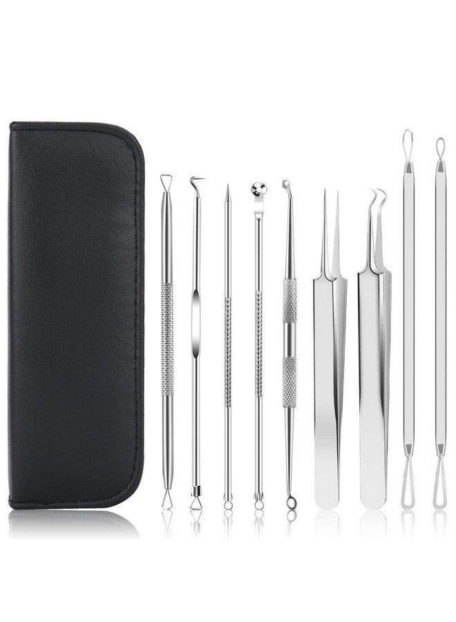 Pimple Popper Tool Kit Uubaar 9 Pcs Blackhead Remover Tools With Tweezers 16Heads Professional Acne Zit Pimple Popper Extraction Tools Whitehead Comedone Extractor Kit For Facial Nose