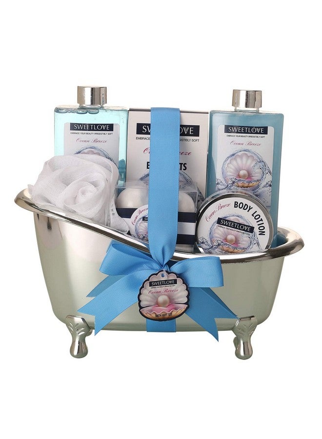 Spa Gift Basket For Womenbath & Body Gift Sets For Her With Ocean Scentluxurious 10 Pieceincludes Bubble Bath Bath Fizzerlotion And More Best Gift For Mother'S Day Birthday Christmas.