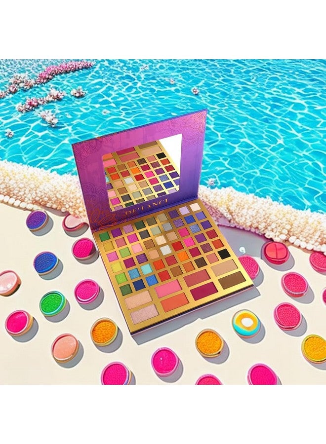 De’Lanci Professional Eyeshadow Makeup Platte62 Colors Big Colorful Matte Glitter Long Lasting Highly Pigmented Waterproof Eye Shadow Contour Blush Powder Highlighter All In One