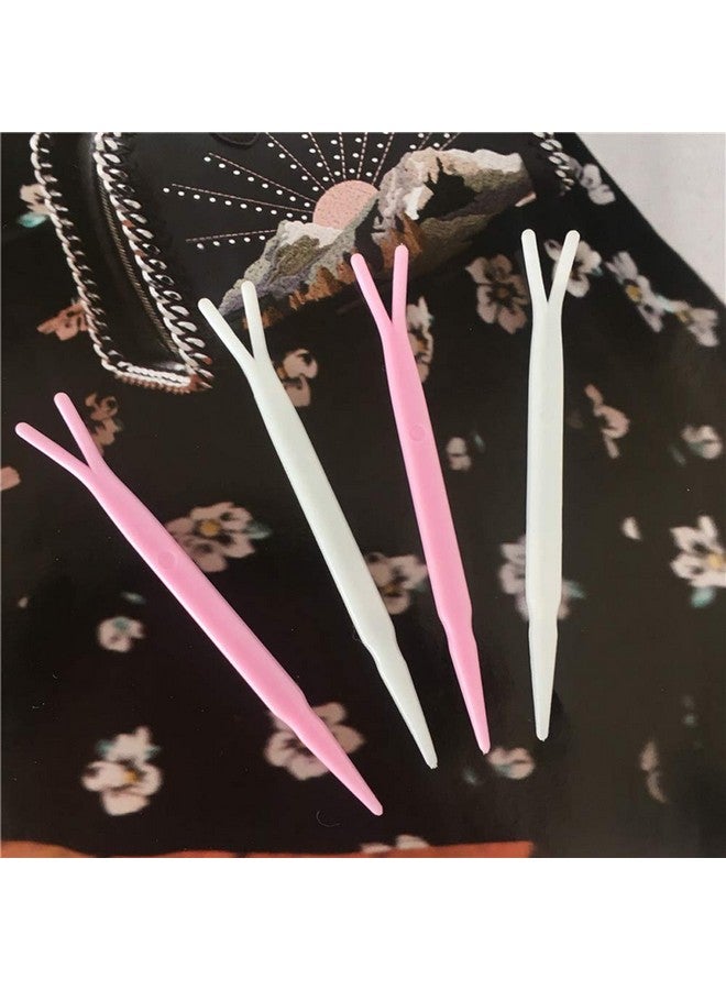 100 Pieces 2.87 Inch Eyelids Tape Forks Double Eyelid Tape Forks Plastic Double Eyelid Soft Stick Eyelid Sticker Tape Aid Paste Y Clip Fork Rods Eyelid Makeup Accessories White