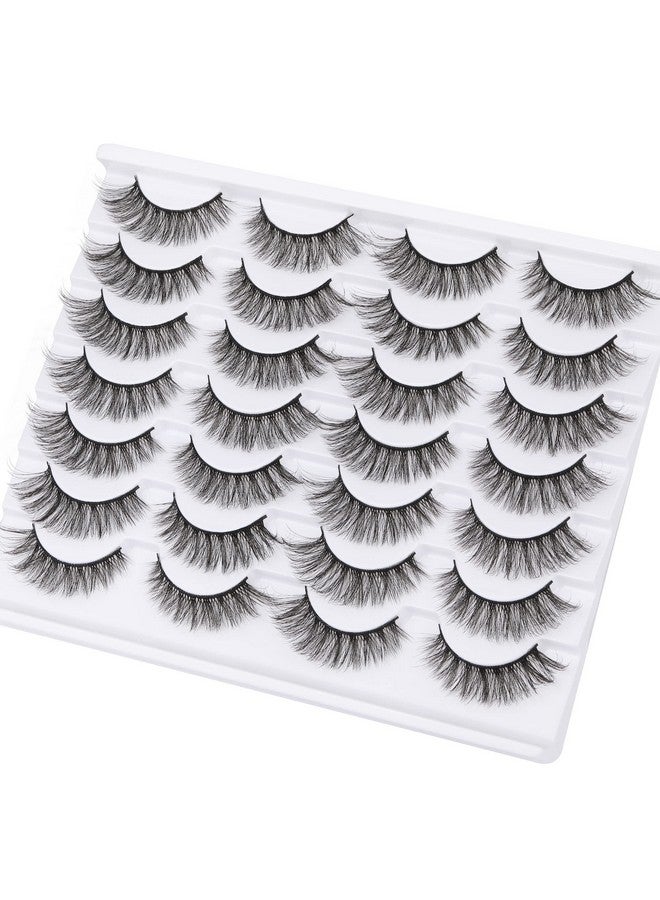 Lashes Mink Natural Look Cat Eye Wispy False Eyelashes Fluffy Volume Long Fake Eye Lashes Pack 3D Strip Faux Mink Eyelashes 14 Pairs