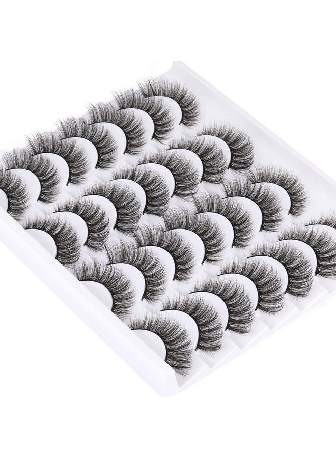 Lashes Mink Natural Look Cat Eye Wispy False Eyelashes Fluffy Volume Long Fake Eye Lashes Pack 3D Strip Faux Mink Eyelashes 14 Pairs