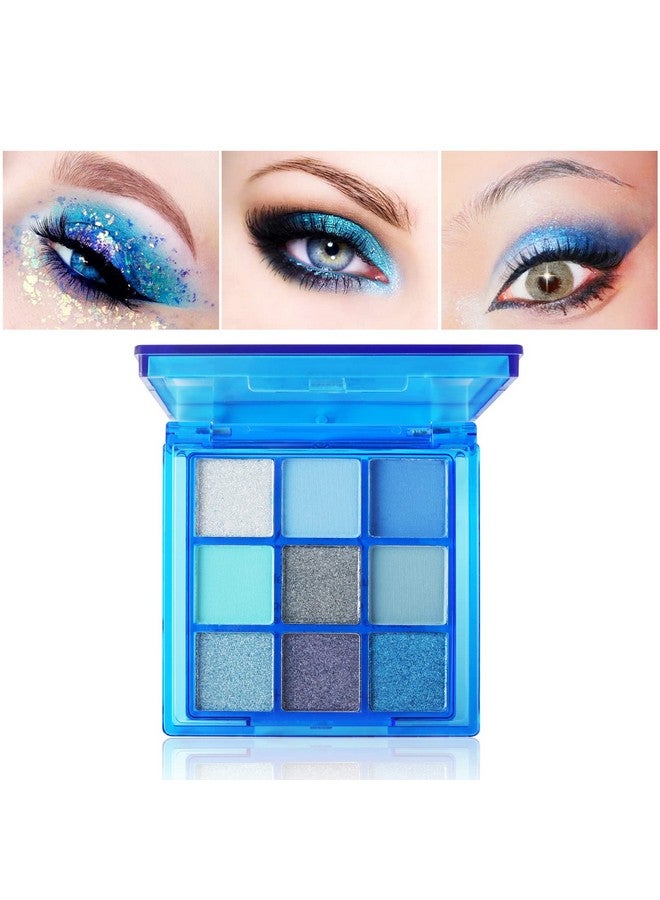 9 Colors Blue Eyeshadow Palette Pressed Pigment Glitter Eye Shadow Pallete Matte Shimmer Makeup Powder Long Lastingblue