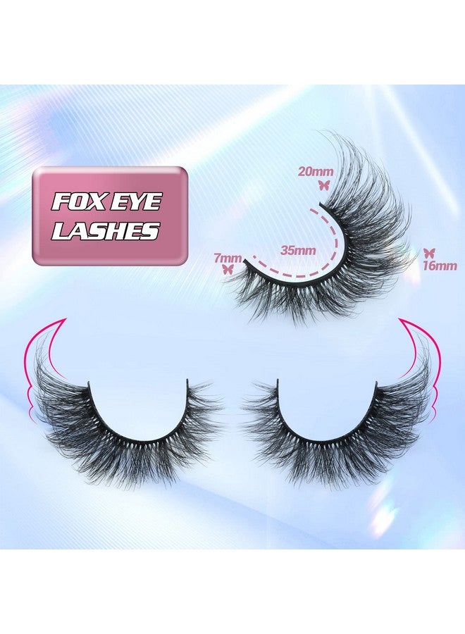 Russian Strip Lashes Cat Eye Lashes Extension Fox Eye Faux Mink Lash Natural Look 20Mm Eyelashes Fluffy D Curly Volume Wispy Pack 7 Pairs Fake Eyelash By Winifred