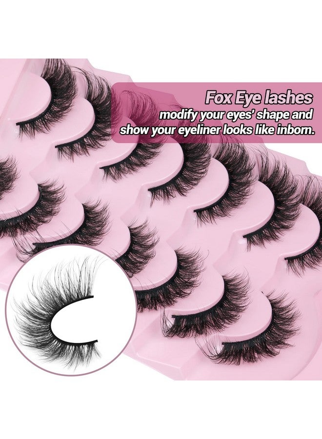 Russian Strip Lashes Cat Eye Lashes Extension Fox Eye Faux Mink Lash Natural Look 20Mm Eyelashes Fluffy D Curly Volume Wispy Pack 7 Pairs Fake Eyelash By Winifred