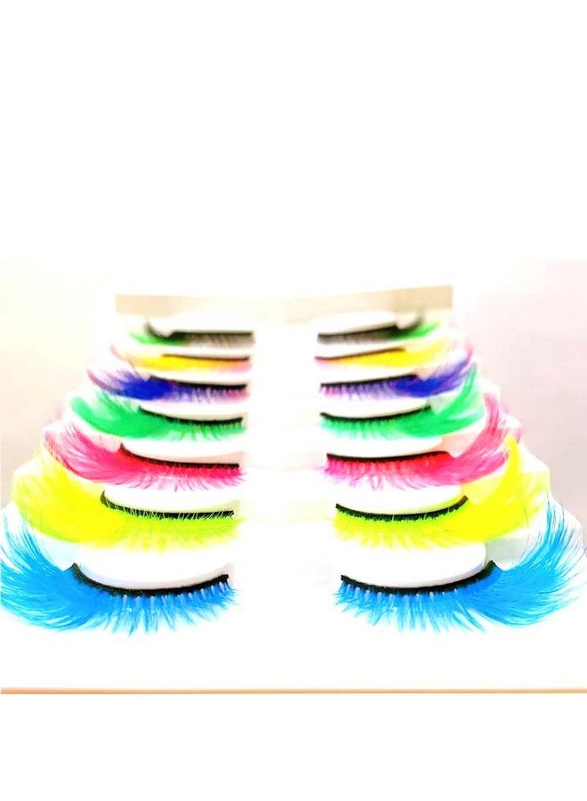 Sunniess Ombre Colored Lashes Cateye Eyelashes Fluffy Wispy Fake Lashes For Halloweens Cosplay Party Stage Make Up Faux Mink False Eyelashes 7 Pairs (7Ce01)