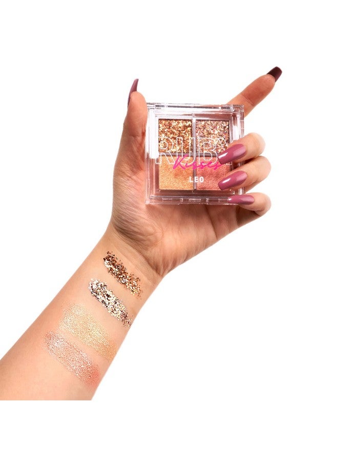 Glitter Gem Palette 4 Shades Highly Pigmented Chunk Glitter Buttery Texture Longlasting Eye Makeup (Leo)