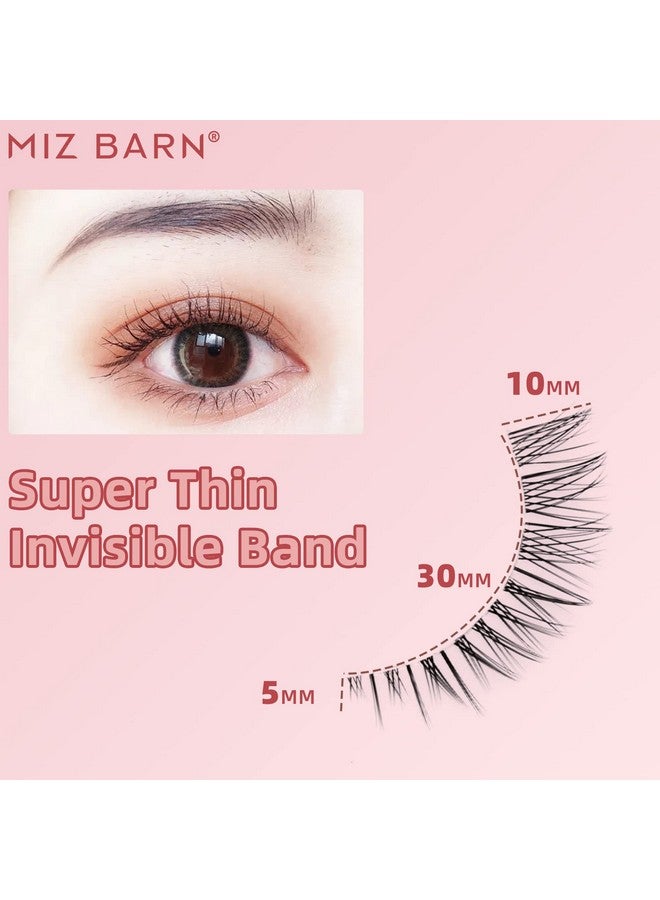 Daily Lashes 4 Pairs Natural Look False Eyelashes Natural Soft Lightweight Comfortable Short Lashes Strip Cross Clear Band Handmade False Eyelashes(Gt09)