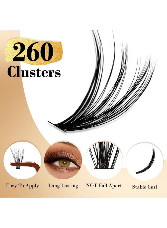 Diy Lash Extension Kit 260 Pcs Individual Cluster Lashes Kit 0.07D 1016Mm Mix 30D 40D Eyelash Extension Kit Lash Bond And Seal Glue Remover With Eyelash Tweezers (C Curl)