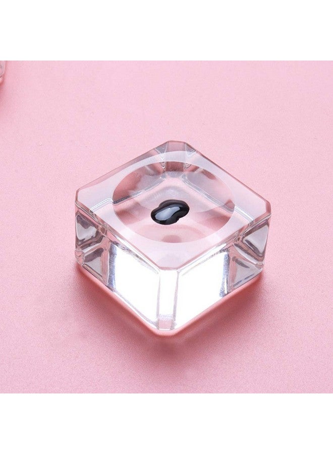 3 Pieces Premium Eyelash Glue Pallet Crystal Glass Eyelash Glue Stone For Fake Eyelash Extension Eyelash Glue Holder Pad Fake Eye Lash Base Eyelash Extension 25 X 25 X 15Mm Clear