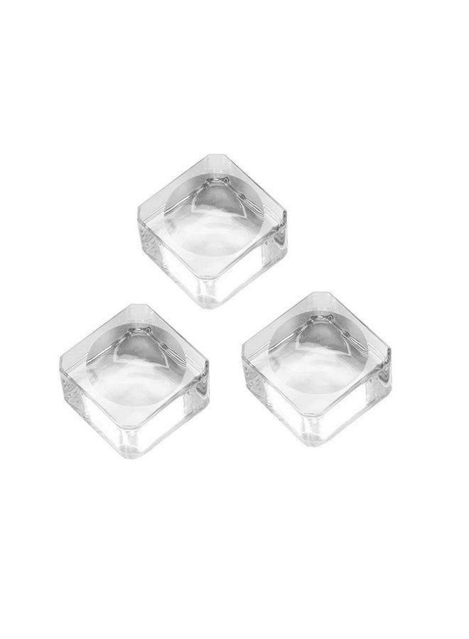 3 Pieces Premium Eyelash Glue Pallet Crystal Glass Eyelash Glue Stone For Fake Eyelash Extension Eyelash Glue Holder Pad Fake Eye Lash Base Eyelash Extension 25 X 25 X 15Mm Clear