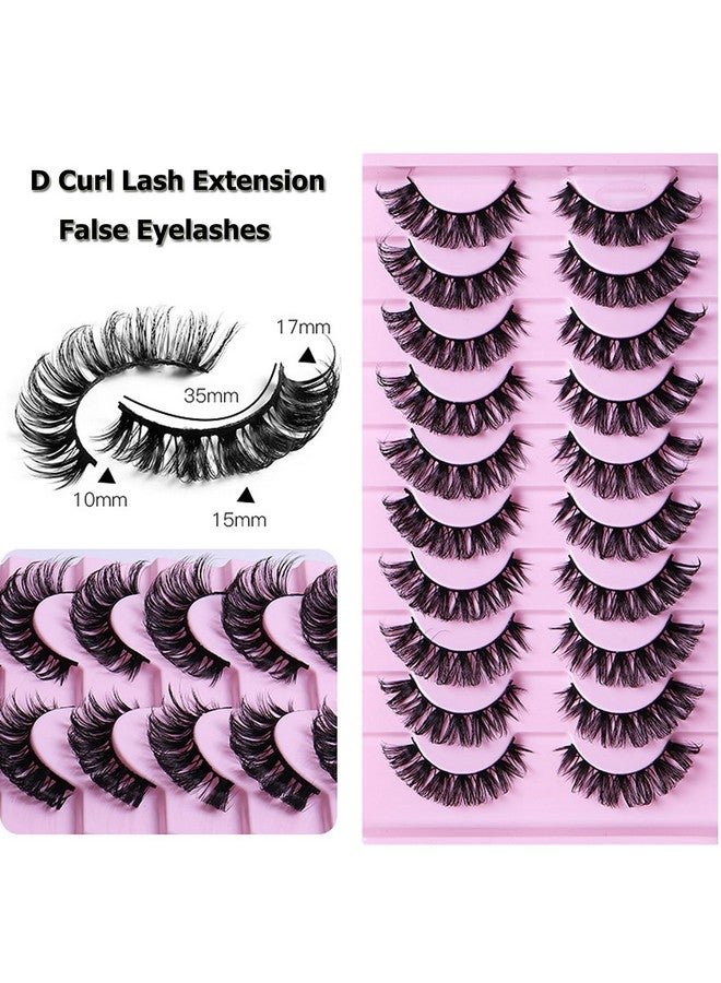 10 Pairs False Eyelashes Russian Strips Eye Lashes Wispy False Lash Fluffy Eyelash Extension Natural Look D Curly Volume Fake Eyelashes Reusable Eye Lash For Women Girls